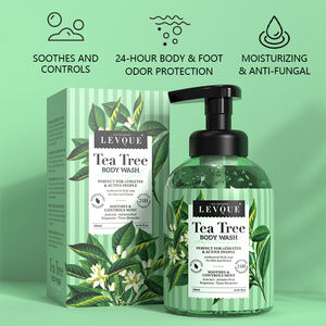 Gel de ducha refrescante de lavado corporal antibacteriano de árbol de té de hierbas de etiqueta privada para acné Eczema <span class=keywords><strong>Jock</strong></span> <span class=keywords><strong>Itch</strong></span> blanqueamiento efecto burbujeante - Product Image 3