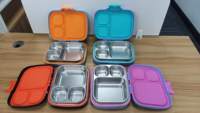 Boîte à lunch électrique en acier inoxydable à 3 compartiments de 800 ml, compatible micro-ondes, anti-fuite, portable, design brillant et mat, vente en gros