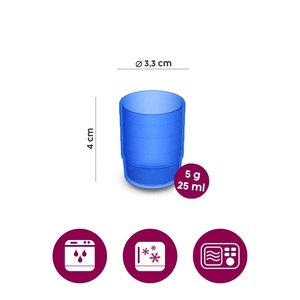 Gobelets à médicaments réutilisables ORNAMIN en PP - 24 et 120 pièces avec échelle graduée de 25 ml, compatibles lave-vaisselle pour hôpitaux et maisons de retraite - Product Image 3