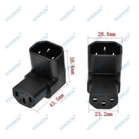 Adaptateur d'extension d'alimentation à angle droit IEC mâle C14 à C13 femelle 90 degrés vers le bas pour PDU et UPS, connecteur 3 broches 250V 10A IEC320