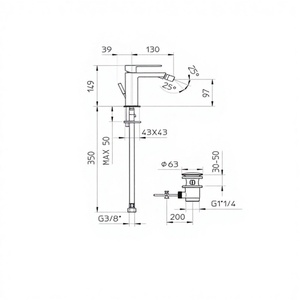Miscelatore Bidet Monocomando in Ottone Cromato Quadra Piletta-Palazzani - Product Image 1