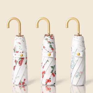 ร่มพับสามตอนแบบเกาหลีสมัยใหม่ ผ้าพอนจีสีสันสดใส ดีไซน์เรียบง่าย น้ำหนักเบาพิเศษ สำหรับสุภาพสตรี ป้องกันแดดและฝน - Product Image 1
