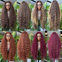 Wig sintetis warna cokelat, model loose deep 13*6 HD Lace, sudah di-pre-pluck, siap pakai, gelombang air, untuk wanita kulit hitam.