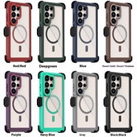 Étui de protection transparent magnétique de luxe 3-en-1 avec clip arrière pour Samsung S25 S26 S24 A17 A07 A18 A08 – Coque de téléphone Defender Fundas