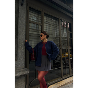 Blusa de Cachemira con Cierre, Color Azul Marino, Tejida, Elegante, para Mujer, Uso Diario, Anti-Pilling - Product Image 2