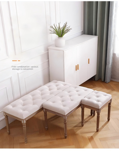 DISHI Contemporary Fabric End of Bed <strong>Bench</strong> <strong>Window</strong> Seat Tufted <strong>Bench</strong> for Bedroom Hallway Living Room Cream White - Product Image 5