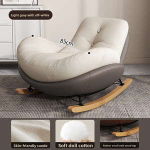 كرسي أريكة فردي دوار بتصميم نورديك حديث وفاخر، كرسي هزاز من القماش والمعدن للمنزل وغرفة المعيشة والشرفة وغرفة النوم والترفيه - Product Image 5