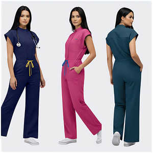 Uniforme de Enfermería Personalizado 42388, Pantalones Largos Rosas y Blusa de Manga Corta para Asistentes Dentales, con Cierre y Lazo en la Cintura - Product Image 3
