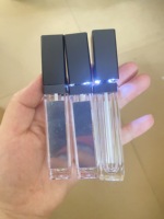 Tubes de gloss à lèvres noirs à LED de 7 ml, marque privée, avec miroir, pour huiles à lèvres, en contenants et emballages vides