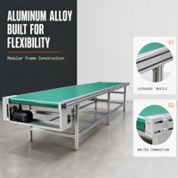 Konveyor Sabuk Aluminium Kustom dengan Sabuk PVC untuk Lini Pengemasan Ukuran dan Kecepatan Sesuai Pesanan
