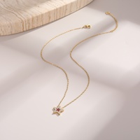 Collier en acier inoxydable plaqué or PVD 18 carats étanche, entièrement serti de zircons, avec pendentif étoile en résine colorée, bijoux
