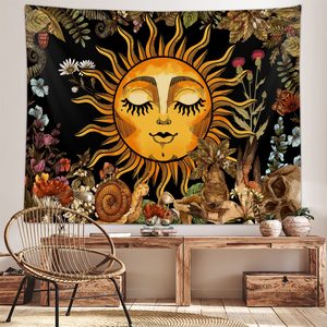 พรมแขวนผนังม่านบังตาลายดอกไม้แนววินเทจของตกแต่งห้องเห็ดทำให้พืชและใบไม้สวยงามผ้าฮิปปี้ลึกลับ - Product Image 4