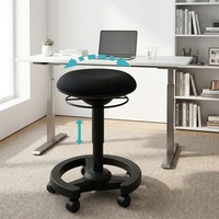 Tabouret d'équilibre pneumatique à roulettes réglable en hauteur, tabouret de position assise active avec roulettes silencieuses pour le bureau
