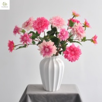 Grande fleur artificielle en latex, dahlia blanche et rose, toucher réel, 2 têtes, pour arrangement de table de mariage, fête, Thanksgiving, remise de diplôme