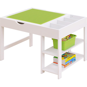 Mesa de Bloques de Construcción Multifuncional 4 en 1, Mesa de Actividades para Niños con Ladrillos Grandes de <span class=keywords><strong>Lego</strong></span> para Niños Pequeños - Product Image 1