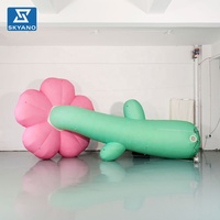 Modèle de fleur gonflable géante rose personnalisée pour la publicité et la décoration d'activités dans les espaces scéniques extérieurs