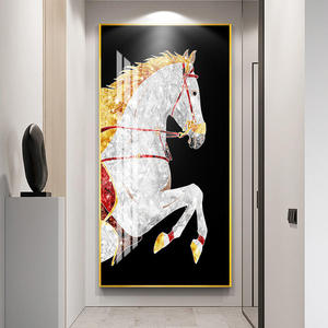 Pittura decorativa moderna di lusso del cavallo Art Deco stile di <span class=keywords><strong>Design</strong></span> porcellana di cristallo su tela decorazione della casa per soggiorno tela - Product Image 3