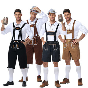 Vente flash - Costume d'Oktoberfest pour homme - Chemise <span class=keywords><strong>à</strong></span> carreaux bavaroises allemandes - Shorts Lederhosen - Product Image 1