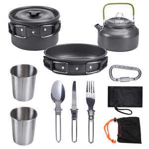 Sp2682 di động cắm trại ngoài trời Cookware <span class=keywords><strong>Set</strong></span> nhôm nấu ăn nồi <span class=keywords><strong>Pan</strong></span> Ấm đun nước đồ dùng lộn xộn <span class=keywords><strong>Kit</strong></span> với túi lưu trữ - Product Image 3