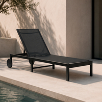 Chaise longue HOMFUL avec structure métallique renforcée, tissu en maille respirante, design inclinable réglable