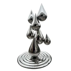 outdoor garden hotel pool natural landscape floor ornaments decorations Stainless steel water droplets water ripples sculpture