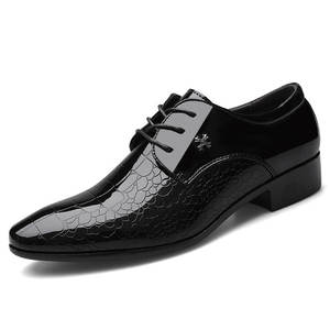 Chaussures habillées d'hiver pour hommes, nouveau modèle, basses, en cuir PU noir, à lacets, bout pointu, talon épais, grandes tailles, pour mariage - Product Image 5
