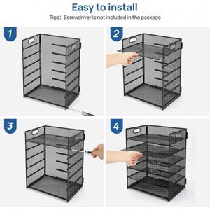 Metal 6 Tier Paper Organizer Letter <b>Tray</b> - Mesh Desk <b>File</b> Organizer with Handle Paper Sorter Organizer <b>File</b> Folder Holder - Product Image 4
