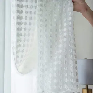 Atacado Sheer Curtain Bordar Estofos Tecido Luxo Polka Dot Cortina De Janela Tecido Para A Sala De Estar