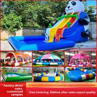 Piscine gonflable carrée géante en PVC à mailles filetées, idéale pour la pêche et les jeux d'enfants, directement de l'usine, 2x3m-5x5m
