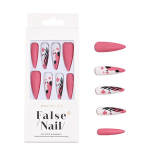 24 Uds Stiletto Long Press on Nails con diseño al por mayor Summer Blush Pink Flower Nails Tips Vintage Garden Matte Salon Nails - Product Image 6