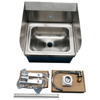 Évier de cuisine mural moderne en acier inoxydable SS 304/201, finition brossée et polie, avec robinet intégré, pour lavage des mains, à cuve unique