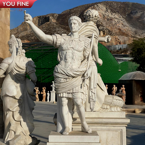 YOUFINE, escultura clásica blanca de tamaño real de cuerpo completo de mármol César, estatua de <span class=keywords><strong>emperador</strong></span> <span class=keywords><strong>romano</strong></span> antiguo para decoración de césped al aire libre - Product Image 5