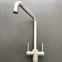 Robinet d'évier à 2 poignées en forme de 7 en acier inoxydable 304 Mélangeur de cuisine monotrou avec tuyau Swan Robinet à rotation ZY-K108L