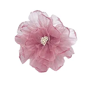 Kain renda bunga aksesori sepatu rambut, bunga dekorasi buatan untuk pernikahan