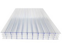 Feuille de Polycarbonate à quatre couches transparente de 8mm décoration murale de toit de gymnastique intérieure/extérieure durable pour hôtels hôpitaux entrepôts bureaux