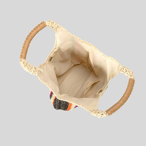 Bolso de mano de paja tejido a mano para mujer, estilo bohemio, informal, vibrante, con rayas verticales, de gran capacidad, para vacaciones de verano en la <span class=keywords><strong>playa</strong></span>. - Product Image 4