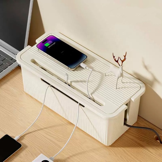 Hot Sale OEM Foldable PP Plastic Desktop Cable Organizer Management Box for Extension Cord Data Cable Patch Board
