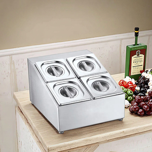 Bac Gastro Inox 1/6 GN avec Support 4 Grilles, Équipement de Buffet Ligne Unique pour Hôtels et Restaurants - Product Image 3