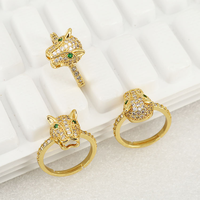 Anneaux en argent sterling 925 plaqués or fin personnalisés Maimang, micro-pavés de zircon, tête de léopard, diamants, panthère, animal