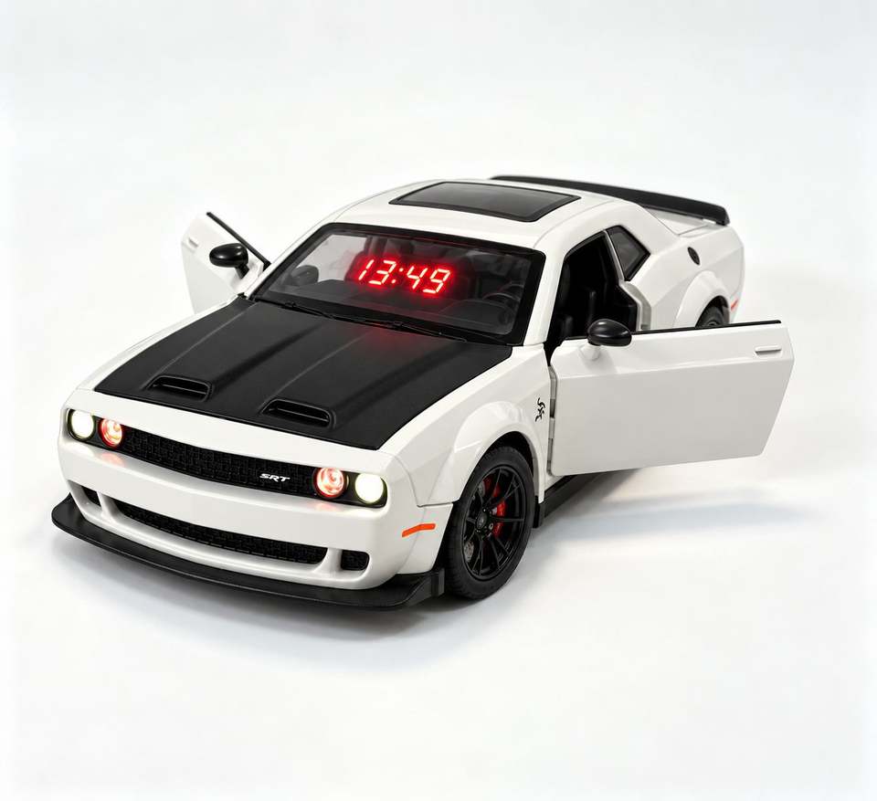 Office Desktop Challenger SRT Muscle Sports Car Model Alarm Clock With ...