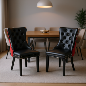 Ensemble de chaises de salle à manger modernes capitonnées de la collection Nikki de DB A&A Furniture, en bois massif, revêtement en velours PU, garniture à clous - Product Image 2