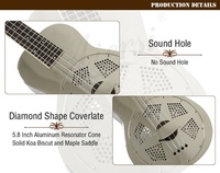 Chinese Factory Aiersi Brand Resonator Ukulele 24 Inch Concert Ukulele Cheap Price Musical Instruments Brass Copper Good Quality