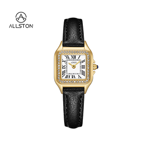 <span class=keywords><strong>Montre</strong></span> de luxe en acier inoxydable et cuir avec bracelet en alliage, cadran carré, résistante à l'eau 3BAR, mouvement à quartz, design tendance - Product Image 2