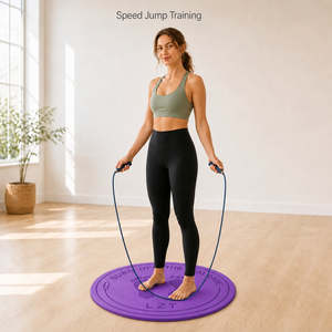 <span class=keywords><strong>Tappetino</strong></span> <span class=keywords><strong>Fitness</strong></span> Rotondo Portatile in TPE da 58 cm <span class=keywords><strong>per</strong></span> Palestra Domestica, Design Antiscivolo <span class=keywords><strong>per</strong></span> Allenamento Cardio Quotidiano e Salto con la Corda - Product Image 5