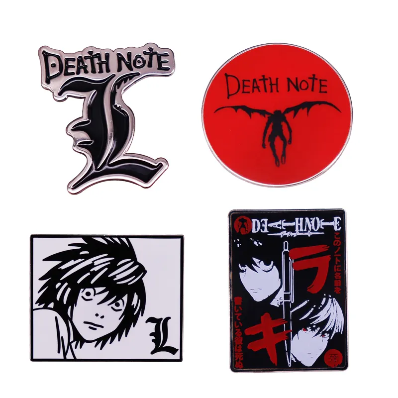 5 Color High Quality Anime Death Note Metal Cloisonne Badge Pins Metal Craft in OPP bag and card package