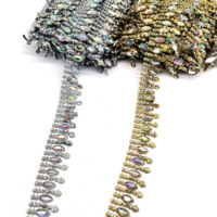 Approvisionnement d'Usine Strass en Plastique Acrylique Couleur AB Or Argent, Garniture à Coudre pour Chaussures, Vêtements et Sacs