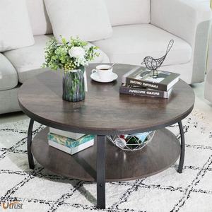 천연 나무 중국어 현대 스타일 대형 금속 스테인레스 스틸 하이 엔드 라운드 커피 카운터 테이블 거실 나무 스토리지 - Product Image 3