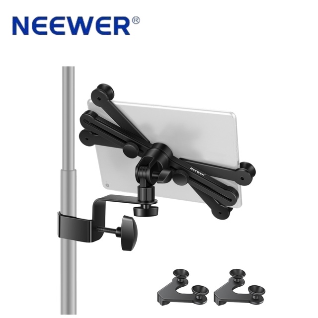 Neewer 7-14 Inches Adjustable Tablet Holder Mount and 360 Degree Swivel Clamp for Microphone Stand IPad,iPad Pro,iPad Air Google