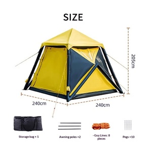 Tente pyramidale gonflable quatre saisons pour l'extérieur, double porte, pas d'assemblage requis, résistante au vent, tissu Oxford 300D, imperméable, gonflable - Product Image 3