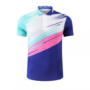 Kaos Polo Badminton Custom Cetak Garis Brush Stripe Cepat Kering Jahitan Tahan Lama Bernapas Pakaian Latihan Klub Tim OEM ODM Grosir - Product Image 2